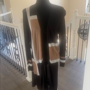 INC International Concepts Black and Brown Colorblock Cardigan